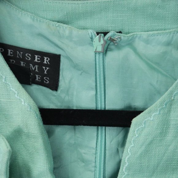 EUC Spenser Jeremy Petites VINTAGE Mint Green Dress/Jacket 100% LINEN Size 8 - Picture 12 of 13